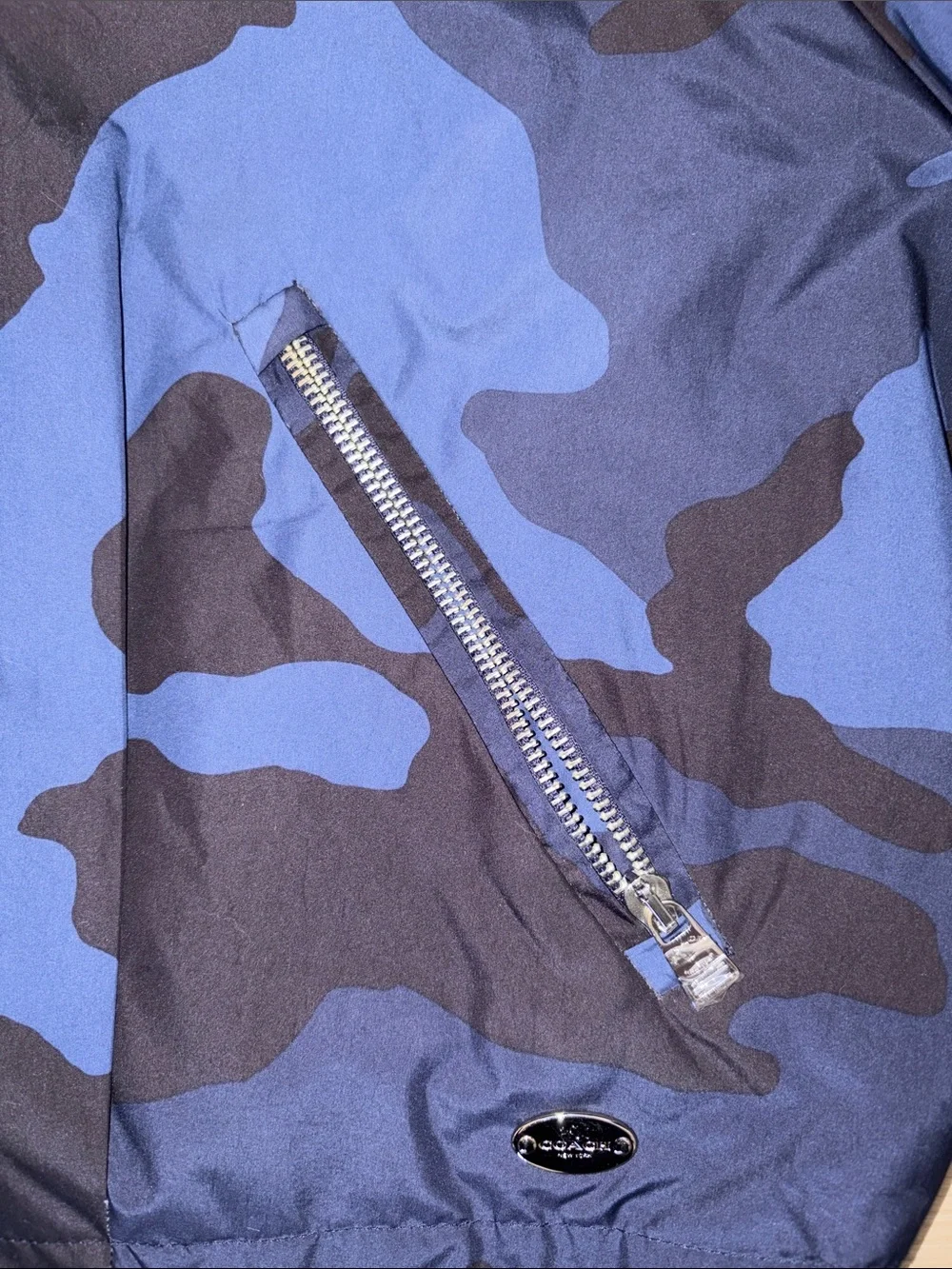 Coach Woman’s Hooded Blue Camo Windbreaker Jacket